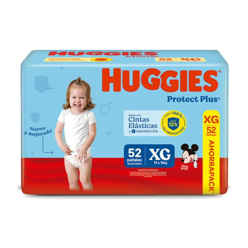 Huggies Pañales Protect Plus, Talle XG · 52 unidades