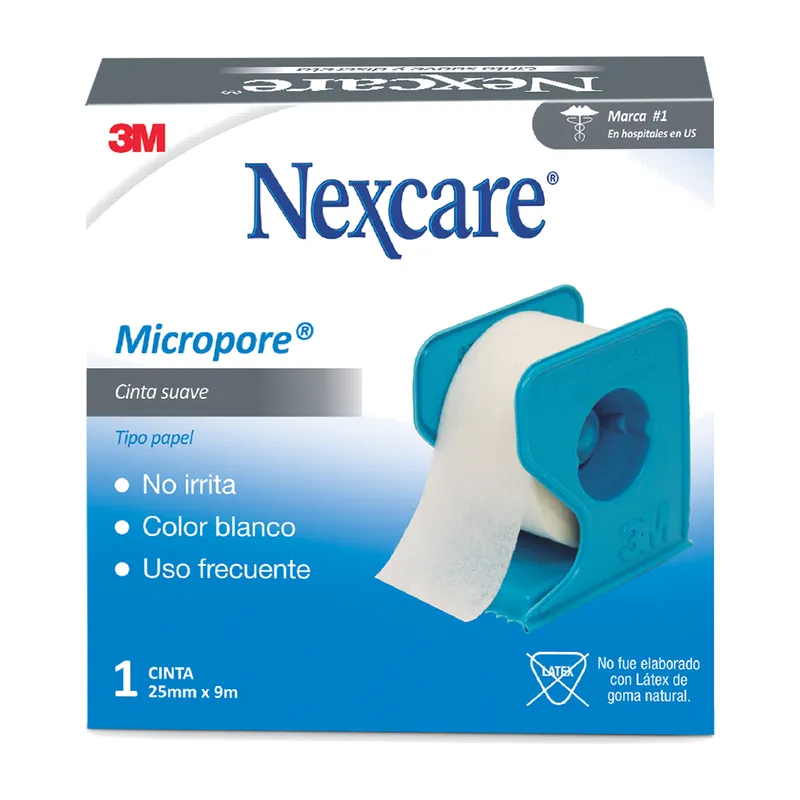 Nexcare Micropore cinta hipoalergénica blanca, 25 mm × 9,1 m