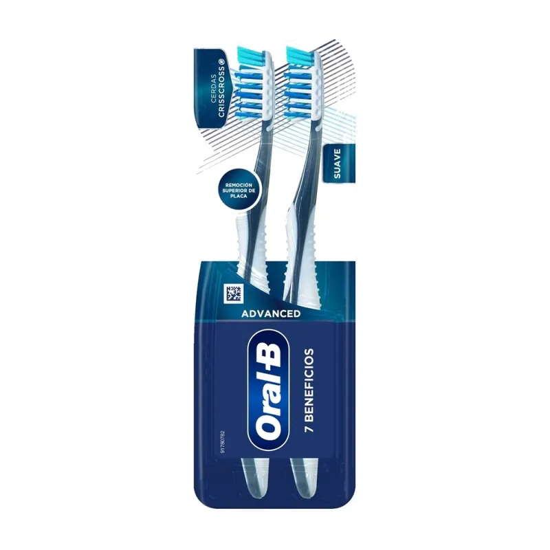 Oral-B Cepillo dental Advanced 7 Beneficios suave, 2 unidades