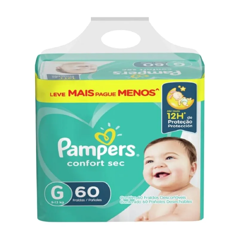 Pampers Pañales Confort Sec, Talle G · 60 unidades