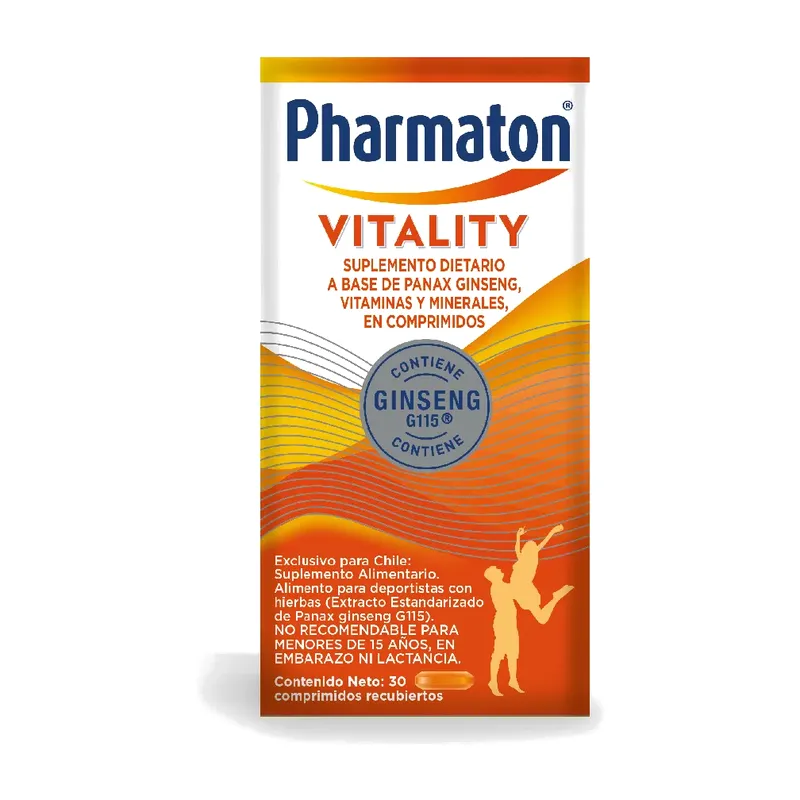 Pharmaton Vitality Multivitamínico con Ginseng G115, 30 comprimidos recubiertos