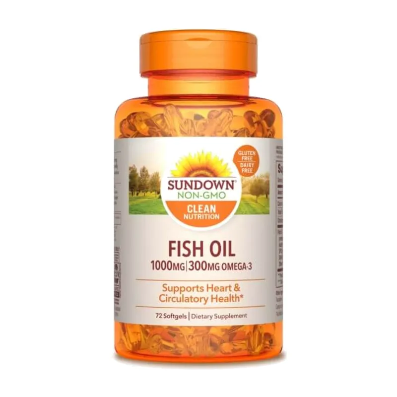 Sundown Naturals Aceite de Pescado Omega 3 1000 mg, 72 cápsulas blandas