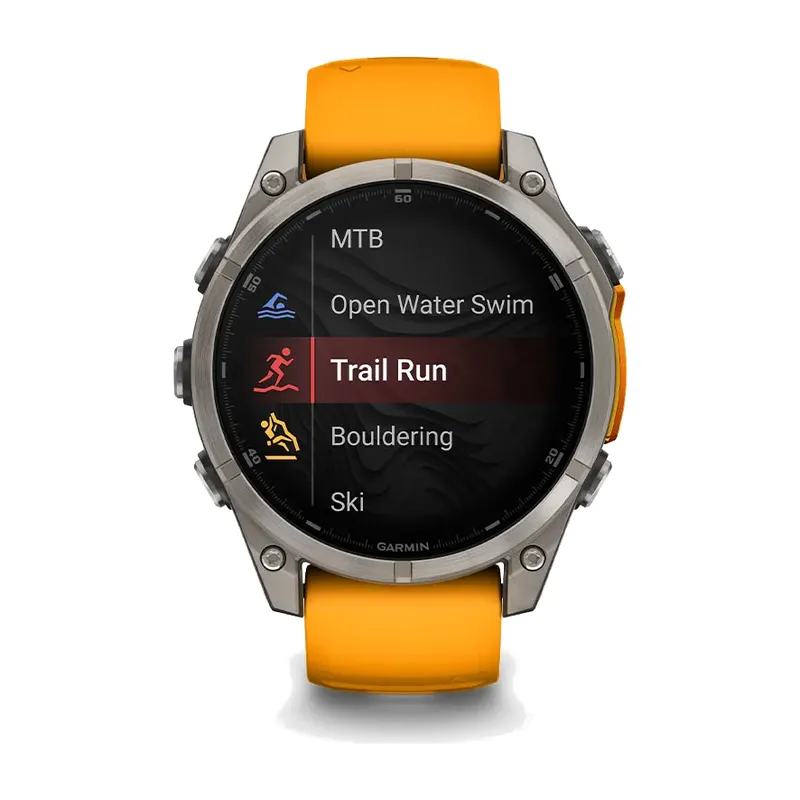 Garmin fēnix 8 AMOLED 47 mm, Titanio, malla naranja