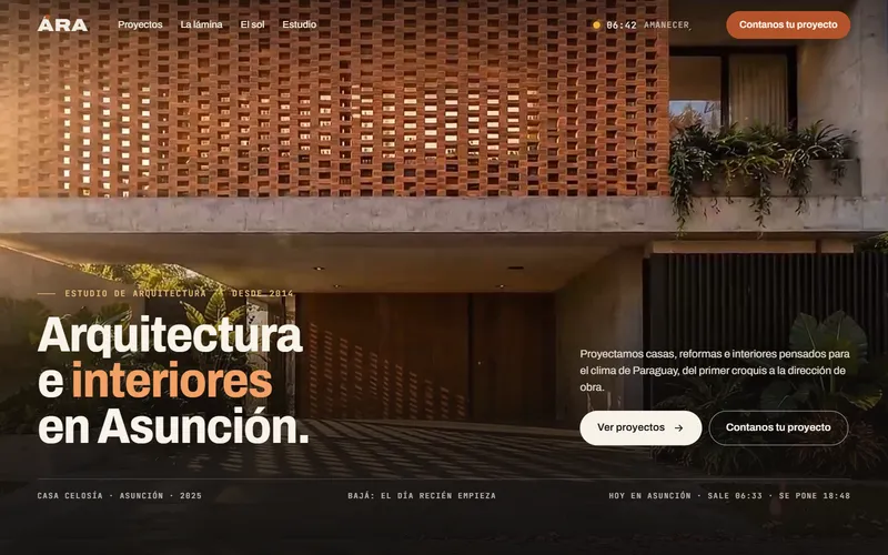 Demo de Ára Arquitectura, estudio de arquitectura de Asunción, vista en computadora y celular