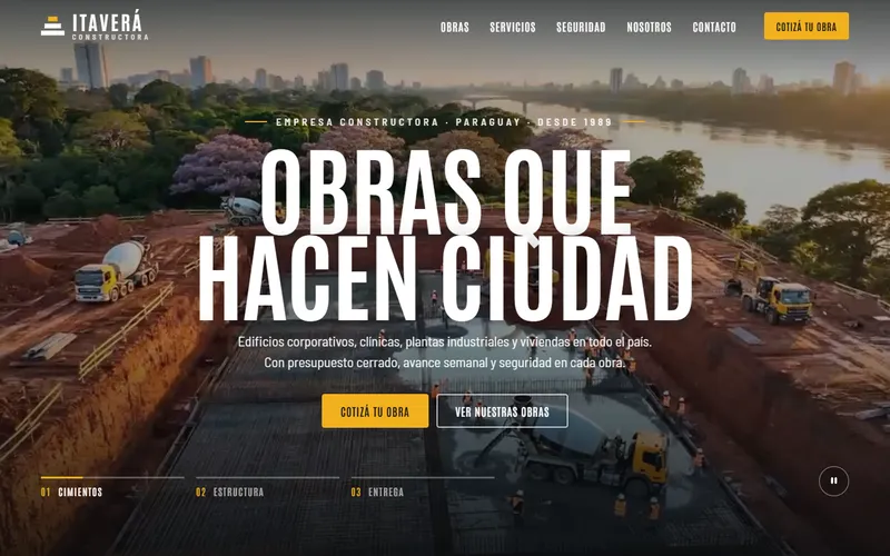 Demo de Itaverá Constructora, empresa constructora, vista en computadora y celular