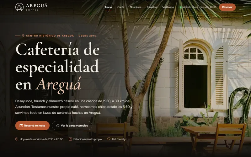 Cafetería y restaurante: Areguá Coffee, vista en computadora