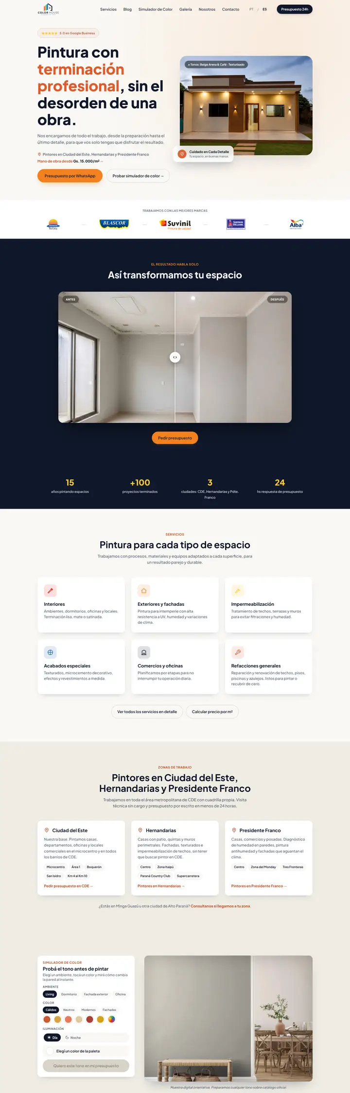 Captura de la web de Color House en una computadora