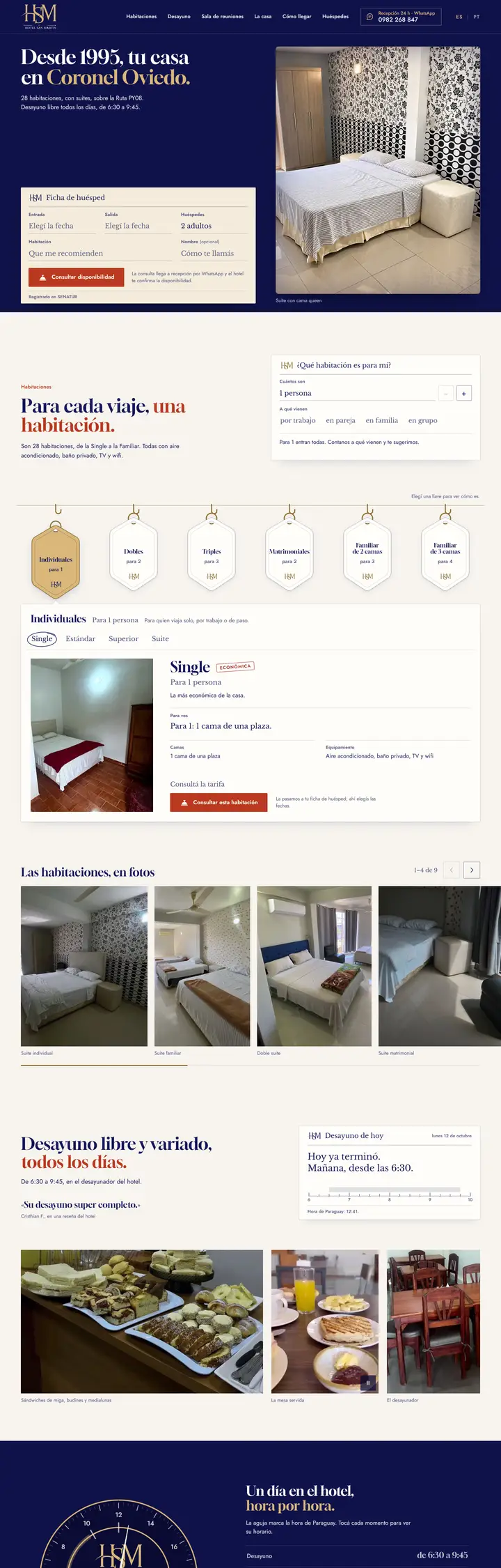 Captura de la web del Hotel San Martín en una computadora